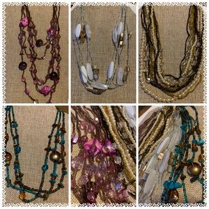 Bundle Set Multi-Color Layer Glass Seed Beaded Necklaces